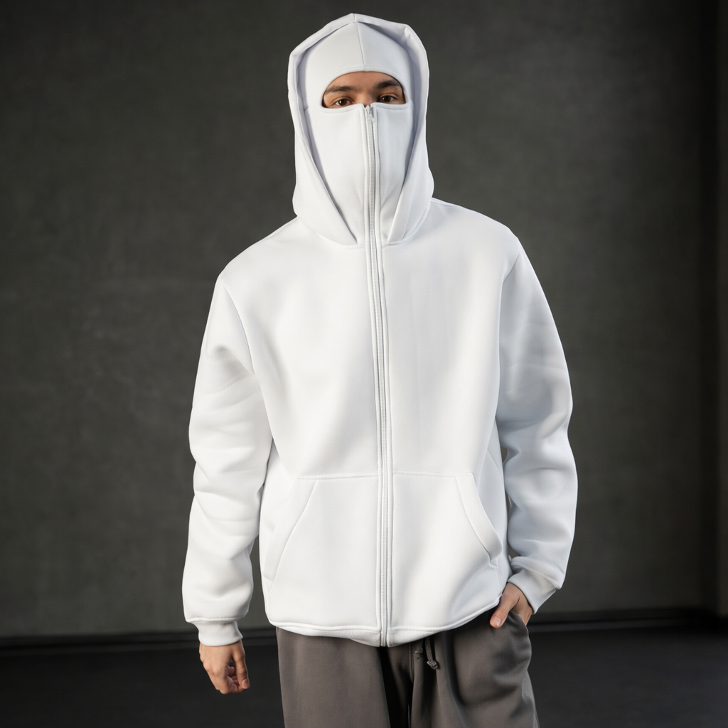 Hoodie Balaclava Zip Doble Capucha