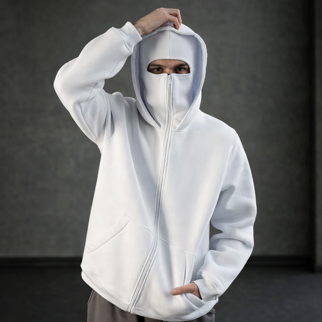 Hoodie Balaclava Zip Doble Capucha