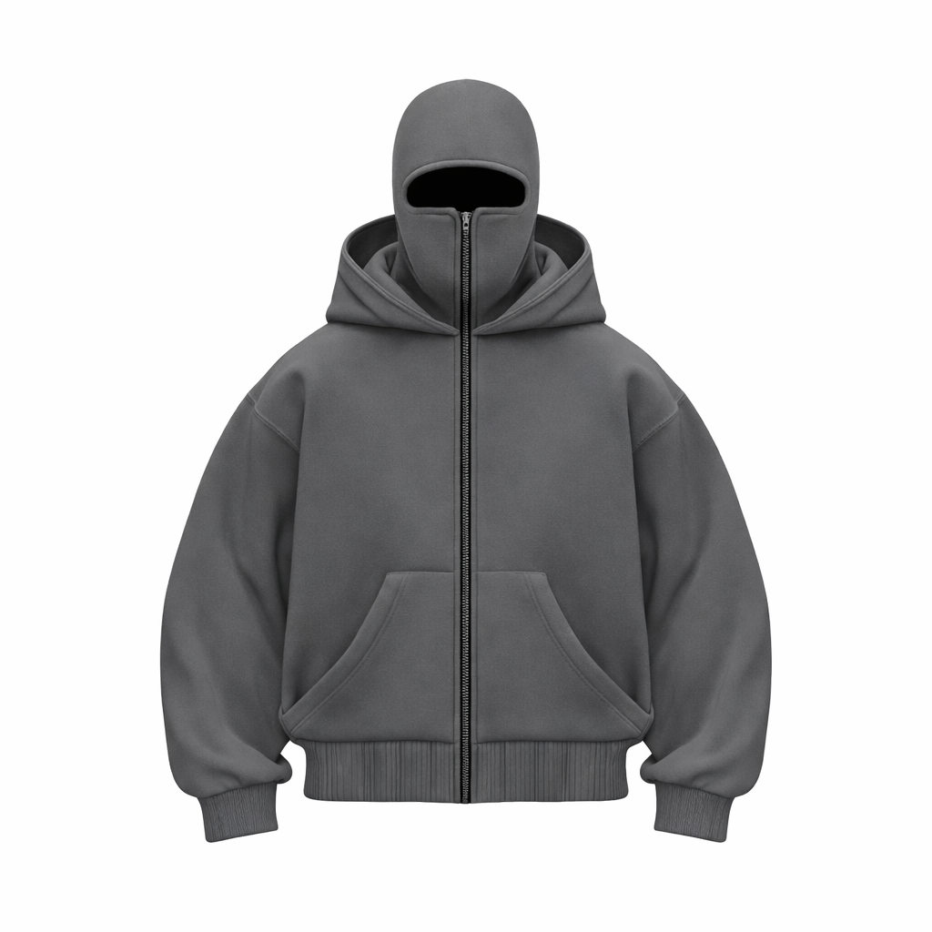 Hoodie Balaclava Zip Doble Capucha