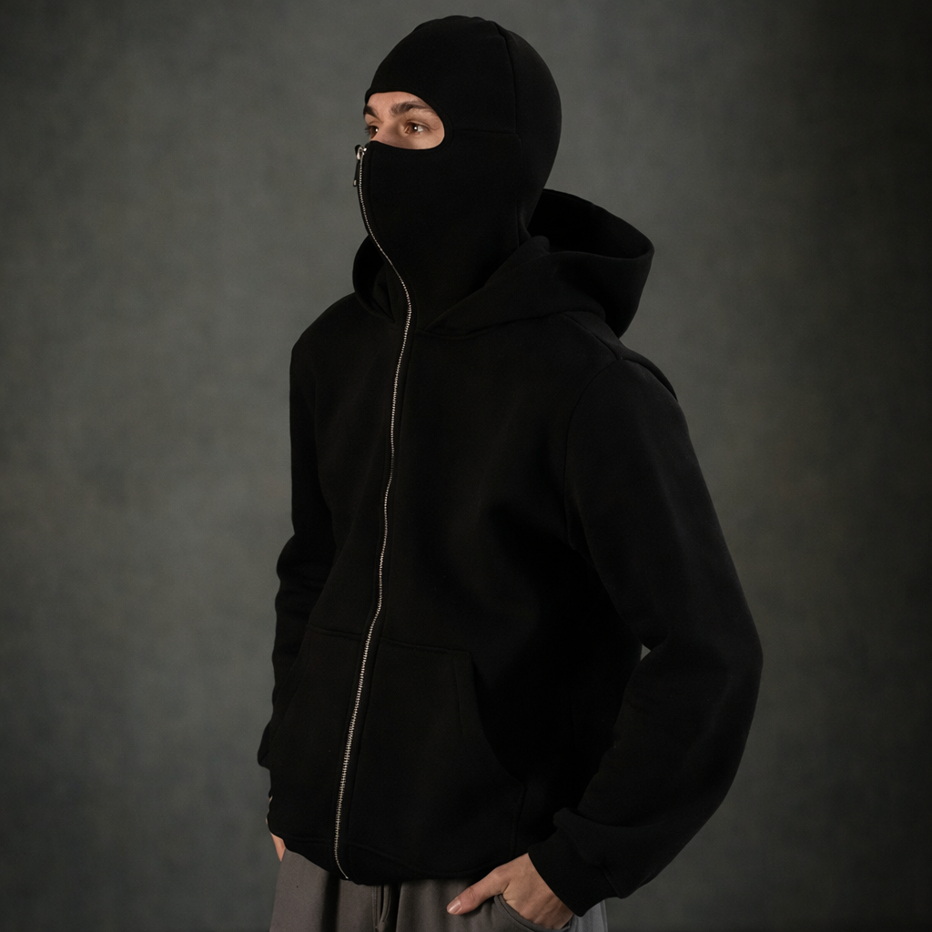 Hoodie Balaclava Zip Doble Capucha