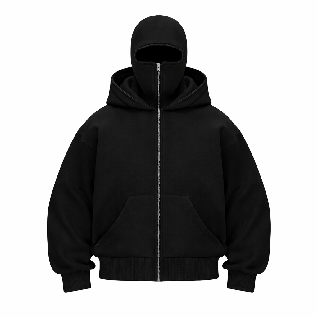Hoodie Balaclava Zip Doble Capucha