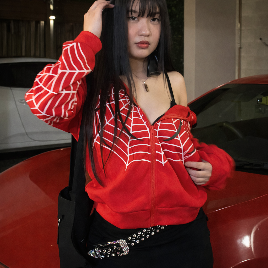 Hoodie Spider Web Y2K – Sudadera Estética Streetwear