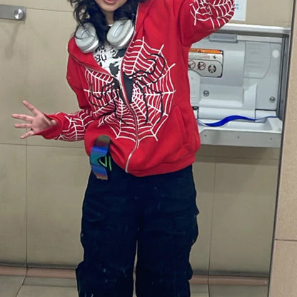 Hoodie Spider Web Y2K – Sudadera Estética Streetwear
