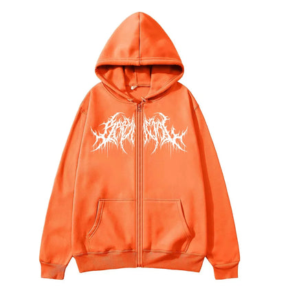 Hoodie Zip “NO PRESENCE” Negra Oversize