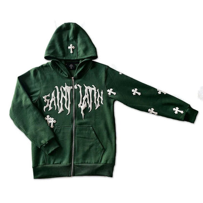 Sudadera “Saint Pain” Gothic Zip Negra