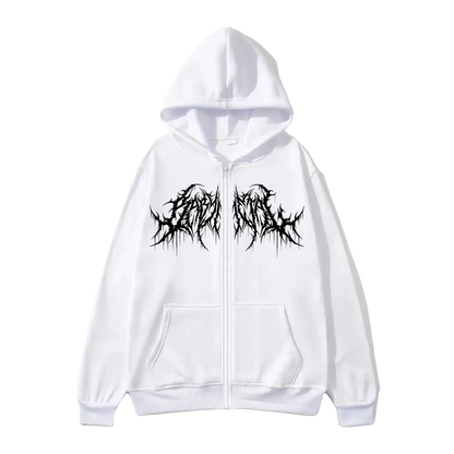 Hoodie Zip “NO PRESENCE” Negra Oversize