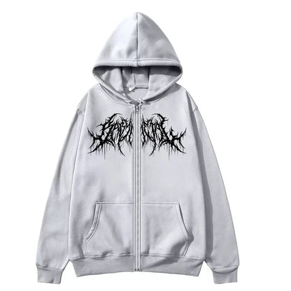 Hoodie Zip “NO PRESENCE” Negra Oversize